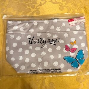 Thirty-One Gray thermal tote with Butterfly Accents